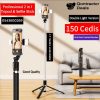 Content, Vlogging Selfie Stick Tripod (1.7m) with double light